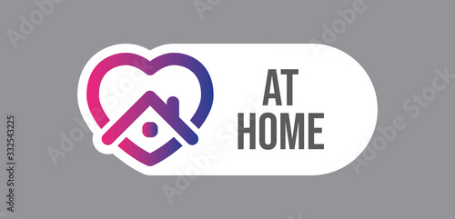 Stay at home symbol. Heart and house pictogram for #stayhome social media campaign. Self isolation emblem for quarantine times.