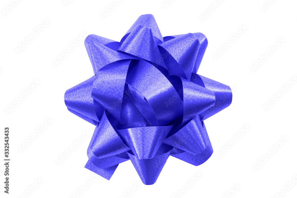 Shining anniversary gift and present decorating silky ornament concept with dark blue sleek polished glossy bow isolated on white background clipping path cutout Shining anniversary gift and present decorating silky ornament concept with dark blue sleek polished glossy bow isolated on white background clipping path cutout