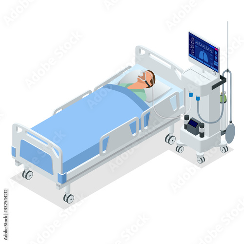 Isometric Ventilator Medical Machine designed to provide mechanical ventilation by moving breathable air into and out of the lungs and for anesthesia of the patient.