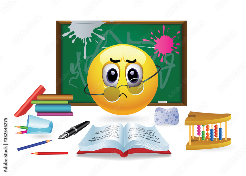 Smiley Ball as a teacher looks angrily at the students. Funny ...