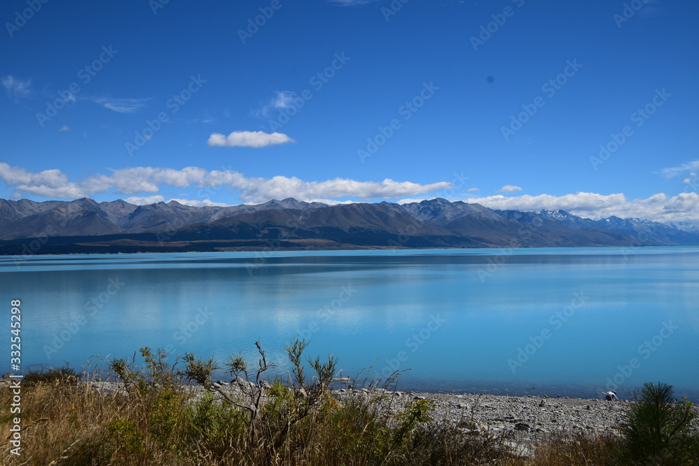 Lake Tekapo with turquoise water