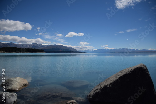 cloudy day over lake Pukaki in New Zealand