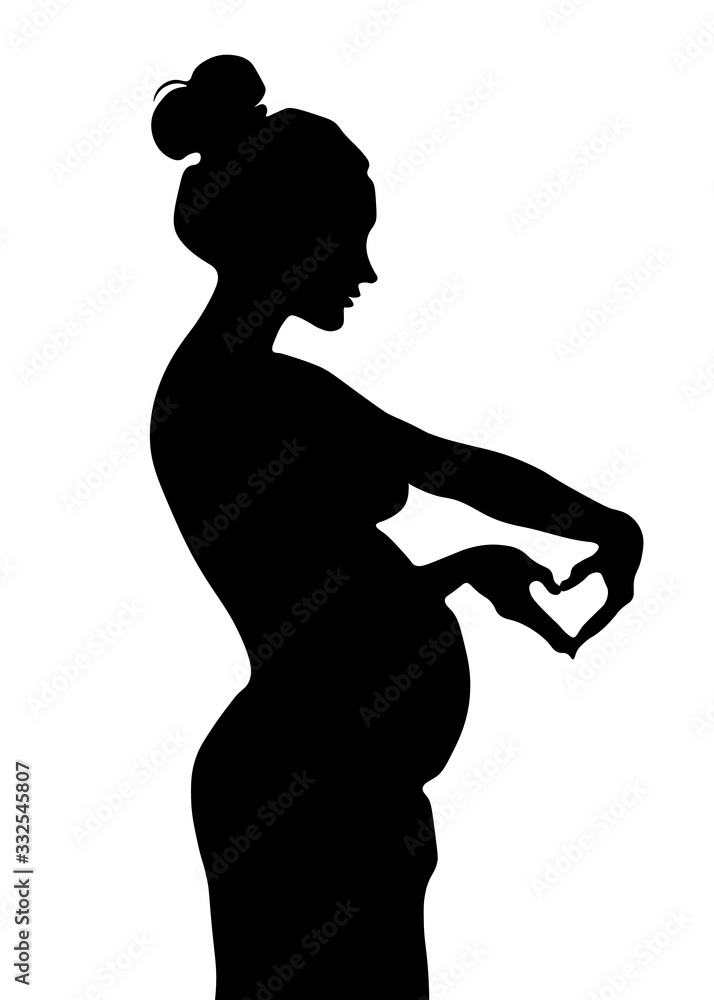 Woman, pregnant woman, belly, black, heart, hair, hat