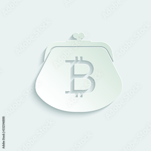 Paper wallet  - vector icon. wallet with bitcoin sign 