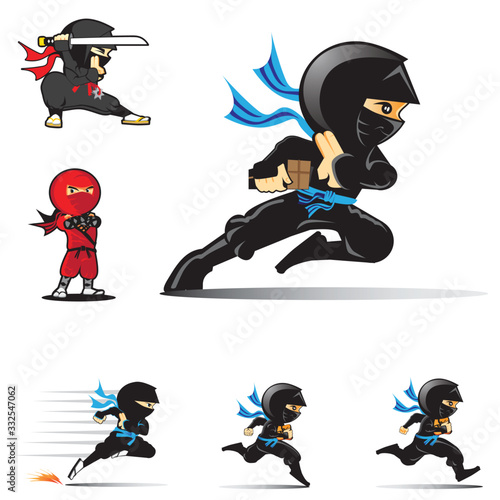 Ninja logo set vector illustrations