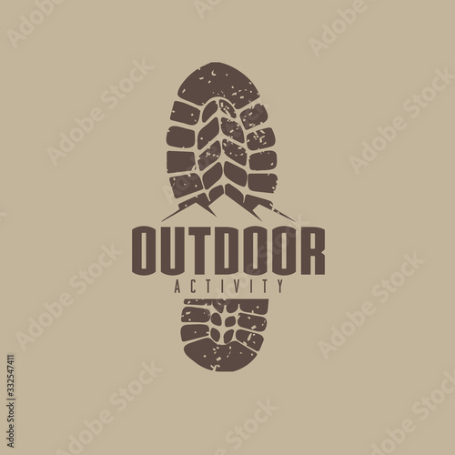 outdoor logo idea with boot track and mountain graphic