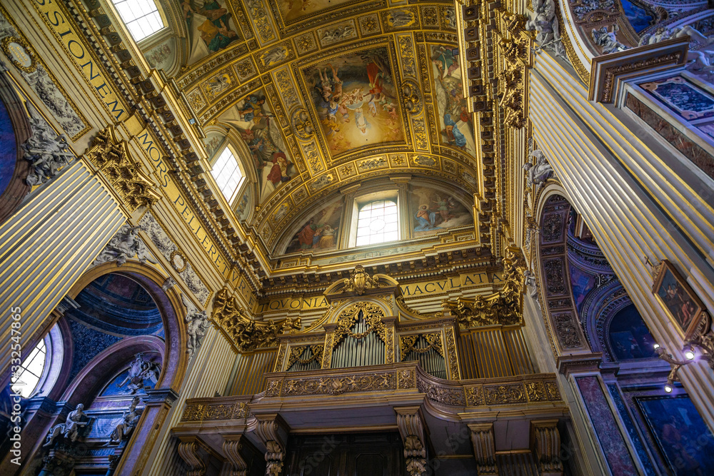 Gorgeous Decorated Roman Catholic Church Scene in Rome Italy