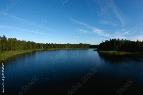 landscape with lake and blue sky photo