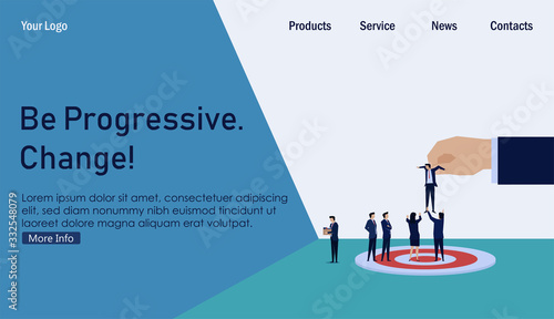 Right man on the right place. New manager for business team on the target. Business Landing Page Template.