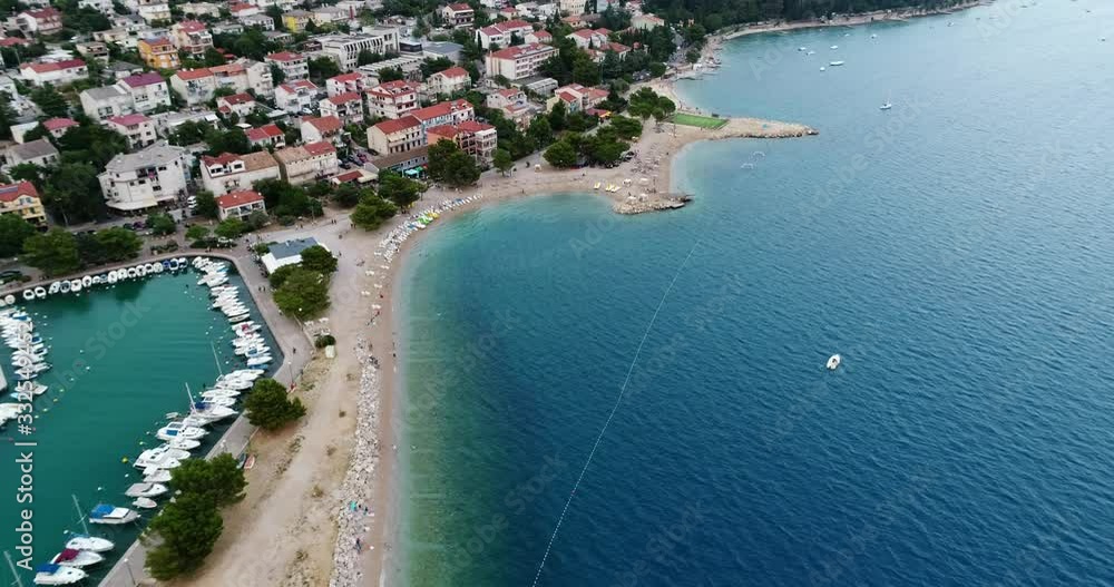 Aerial view: Flight over Crikvenica city and Adriatic Sea in Croatia. Adriatic sea. 4k. 50fps Aerial view: Flight over Crikvenica city and Adriatic Sea in Croatia. Adriatic sea. 4k. 50fps