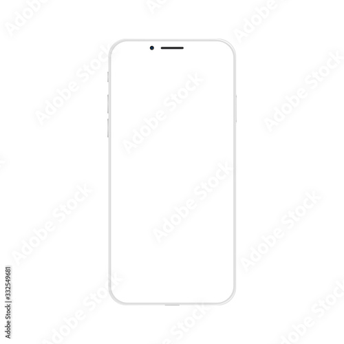 New modern smart phone mockup isolated on white. Cellphone mobile template. Vector illustration