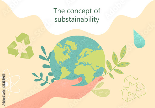 Concept of sustainability or environmental protection. Vector illustration