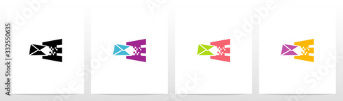 Digital Electronic Mail On Letter Logo Design E