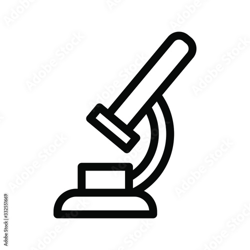 Microscope icon , science template logo vector illustration isolated emblem , outline solid background white , eps 10