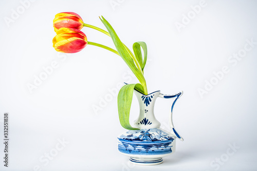 Tulips in Dutch pitcher