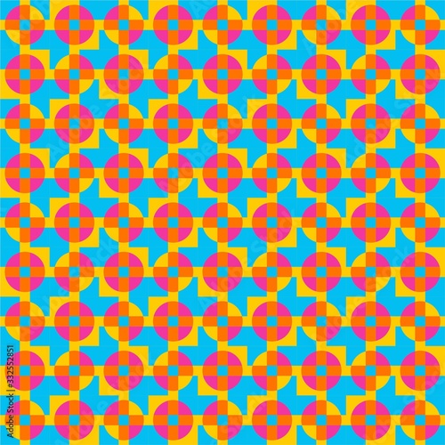 Beautiful of Colorful Circle and Square, Reapeated, Abstract, Illustrator Pattern Wallpaper. Image for Printing on Paper, Wallpaper or Background, Covers, Fabrics