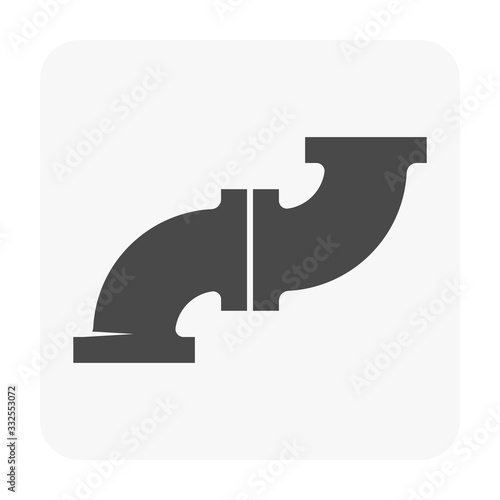 Pipe vector icon. Connection by flange fitting. Part for pipeline construction to transportation water, oil and gas. Also for water supply infrastructure, wastewater treatment, plumbing and irrigation