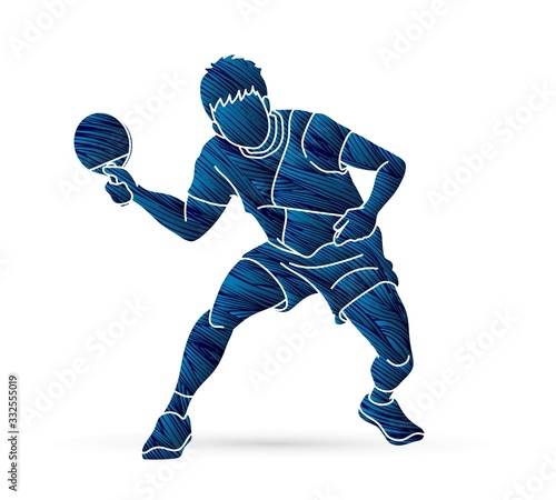Ping Pong player, Table tennis action cartoon graphic vector