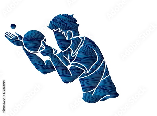 Ping Pong player, Table tennis action cartoon graphic vector