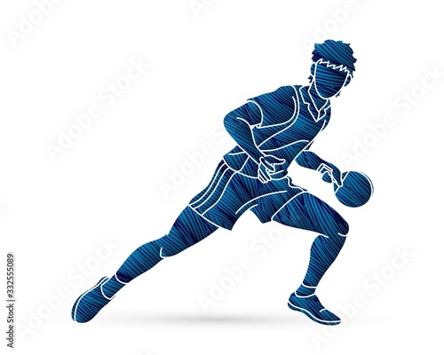 Ping Pong player, Table tennis action cartoon graphic vector