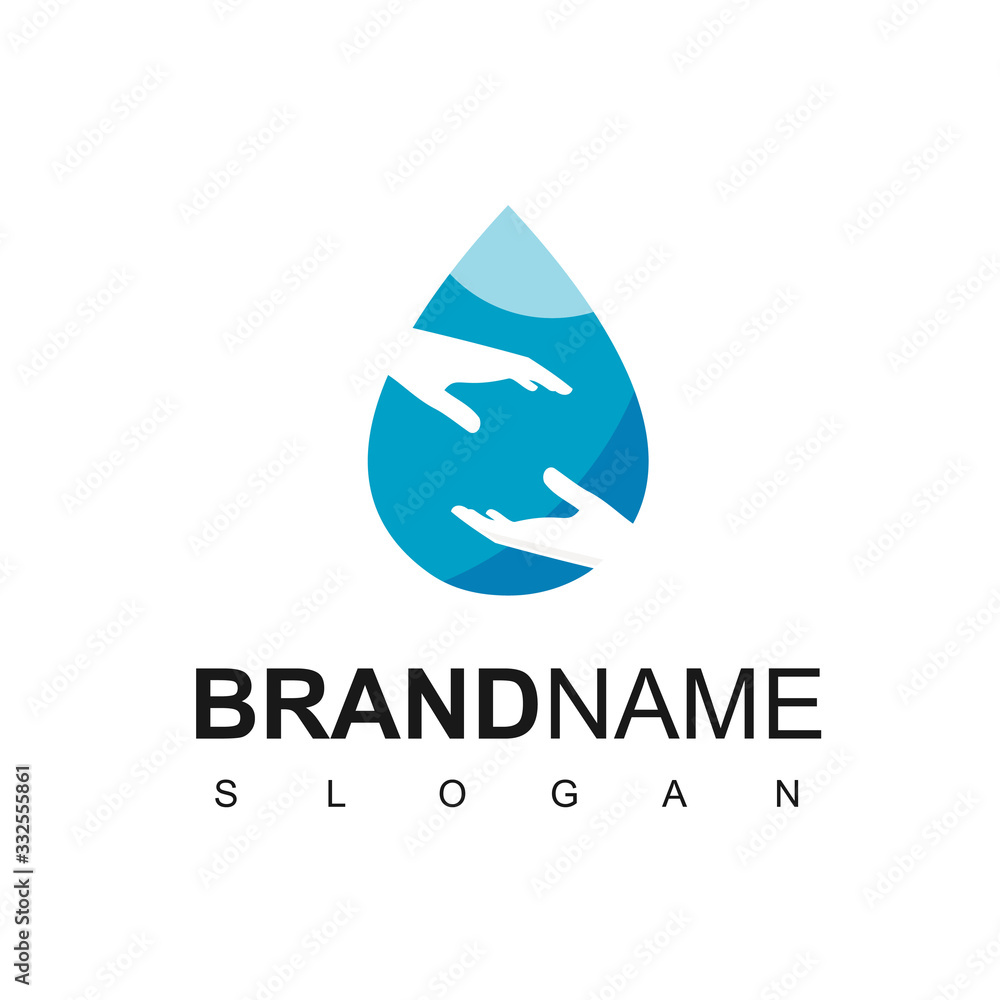 Hand Washing Logo Design Template, With Hand And Drop Water Symbol. Hand Washing Logo Design Template, With Hand And Drop Water Symbol.