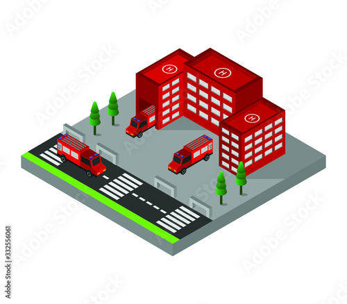 isometric fire station