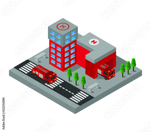 isometric fire station