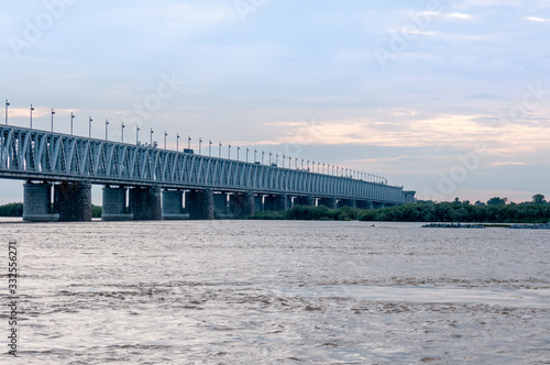 Russia, Khabarovsk, August 2019: Road bridge on the Amur river in the city of Khabarovsk in the summer © Beliakina Ekaterina