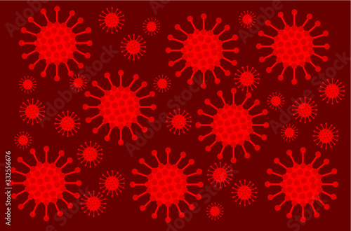 Red background Covid19 pm2.5 flu h5n1 sinus sneeze cold (2019 MERS-nCoV Middle East Respiratory Coronavirus Syndrome-Novel Coronavirus) creative design pattern concept PANDEMIC spread asia and europe