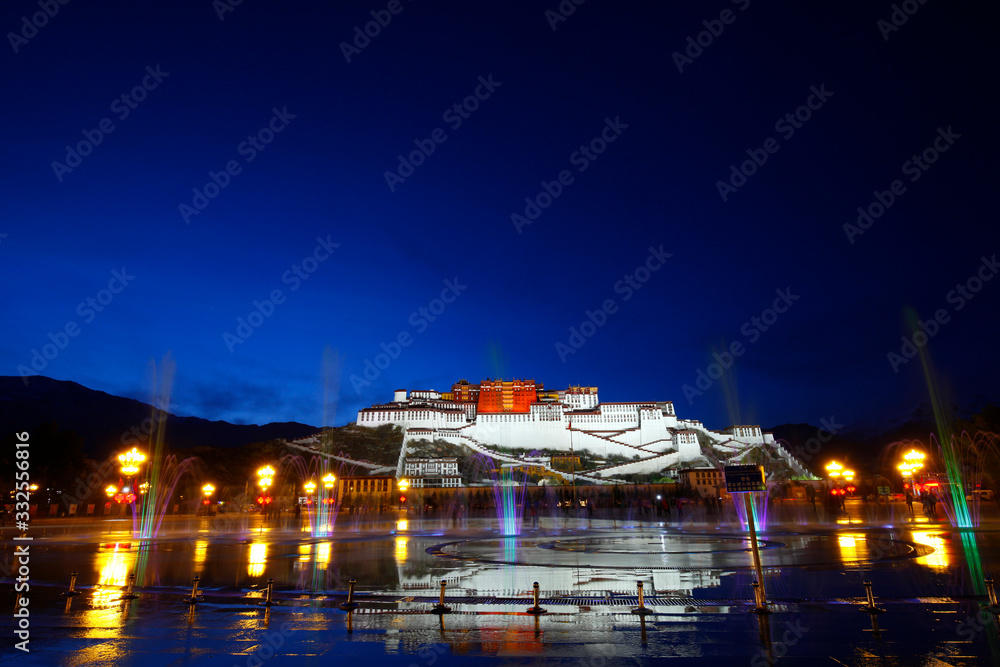 The potala palace at night