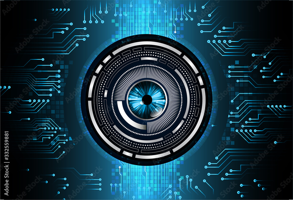 Blue eye cyber circuit future technology concept background Blue eye cyber circuit future technology concept background