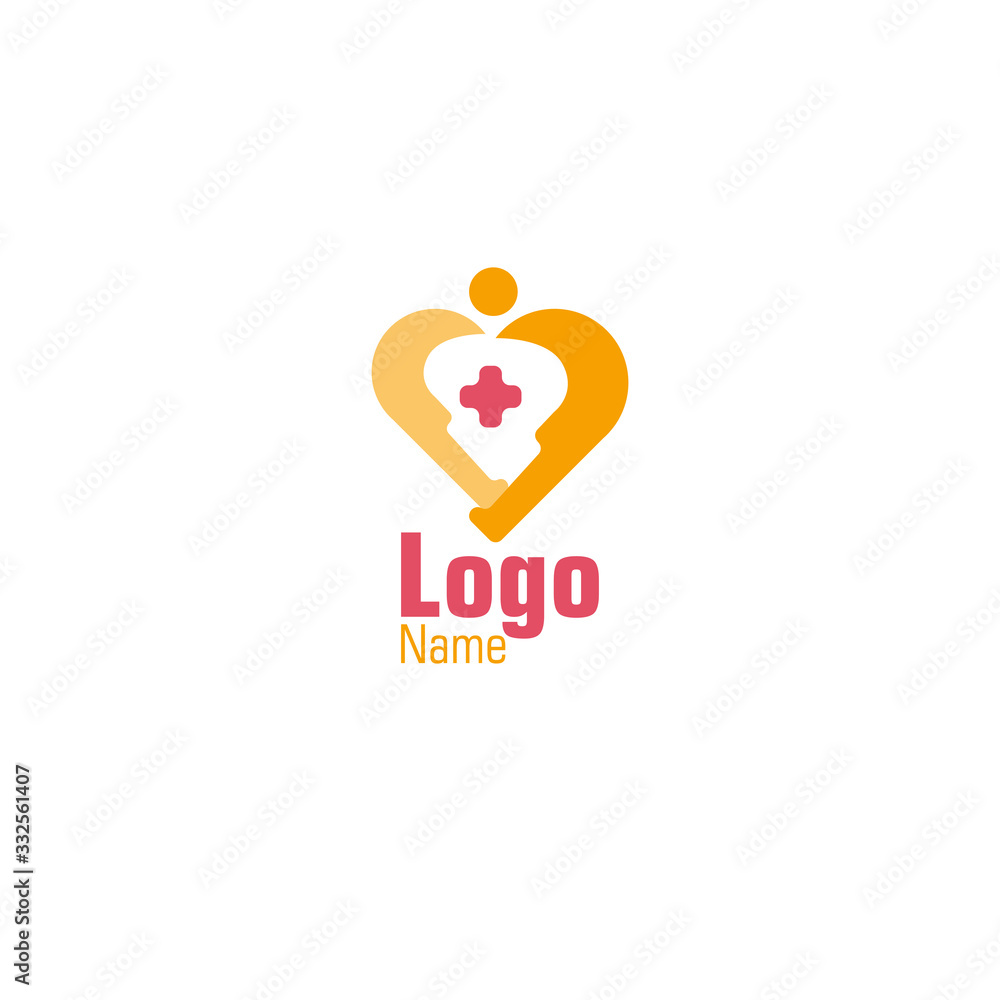 Abstract heart shape health logo person
