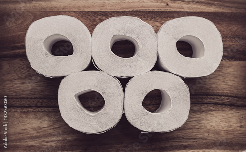 2020 olympic games concept toilet rolls and tin can photo