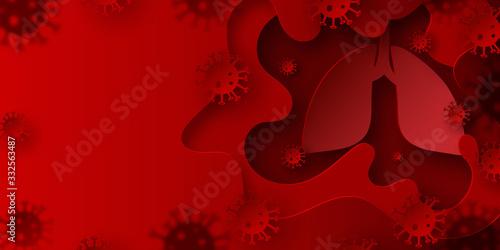 Coronavirus outbreak and COVID-19 virus.Pandemic medical health risk concept.Paper cut background.