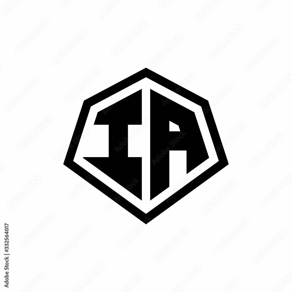 IA monogram logo with hexagon shape and line rounded style design template IA monogram logo with hexagon shape and line rounded style design template