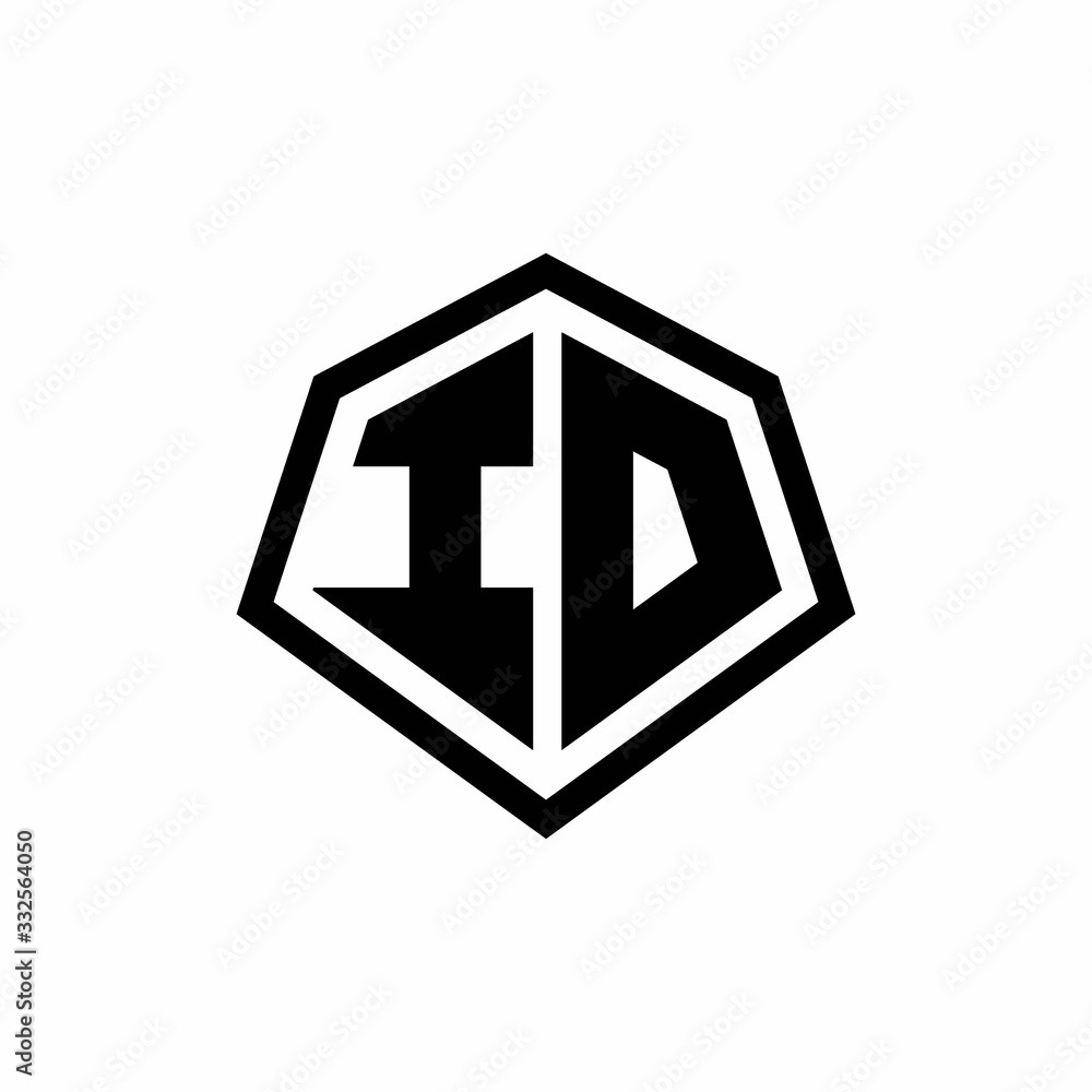 ID monogram logo with hexagon shape and line rounded style design template ID monogram logo with hexagon shape and line rounded style design template