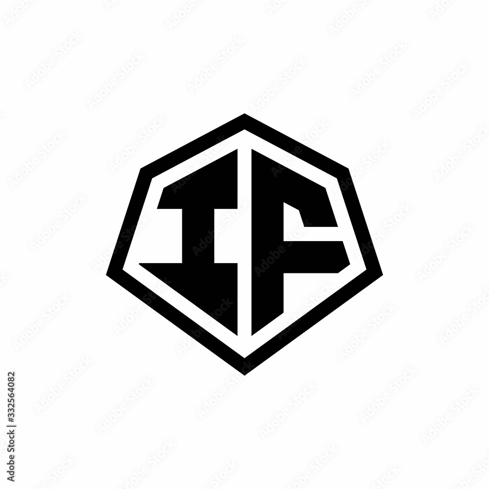 IF monogram logo with hexagon shape and line rounded style design template IF monogram logo with hexagon shape and line rounded style design template