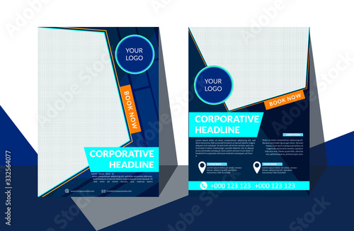 Annual report, broshure, flyer, magazine abstract background blue cover vector size template A4. Corporate Presentation, Poster, Banner, Color Book photo