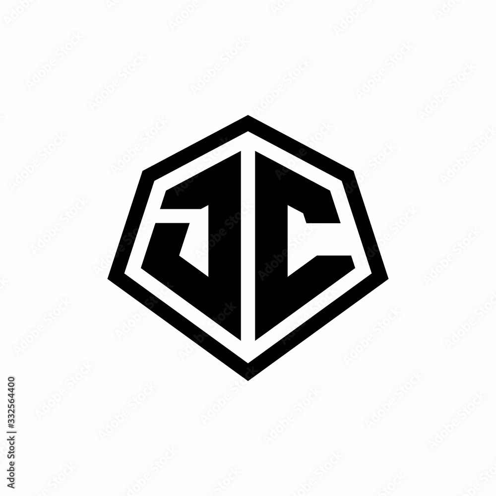 JC monogram logo with hexagon shape and line rounded style design template JC monogram logo with hexagon shape and line rounded style design template