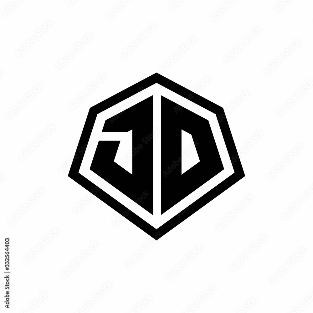 JD monogram logo with hexagon shape and line rounded style design template JD monogram logo with hexagon shape and line rounded style design template