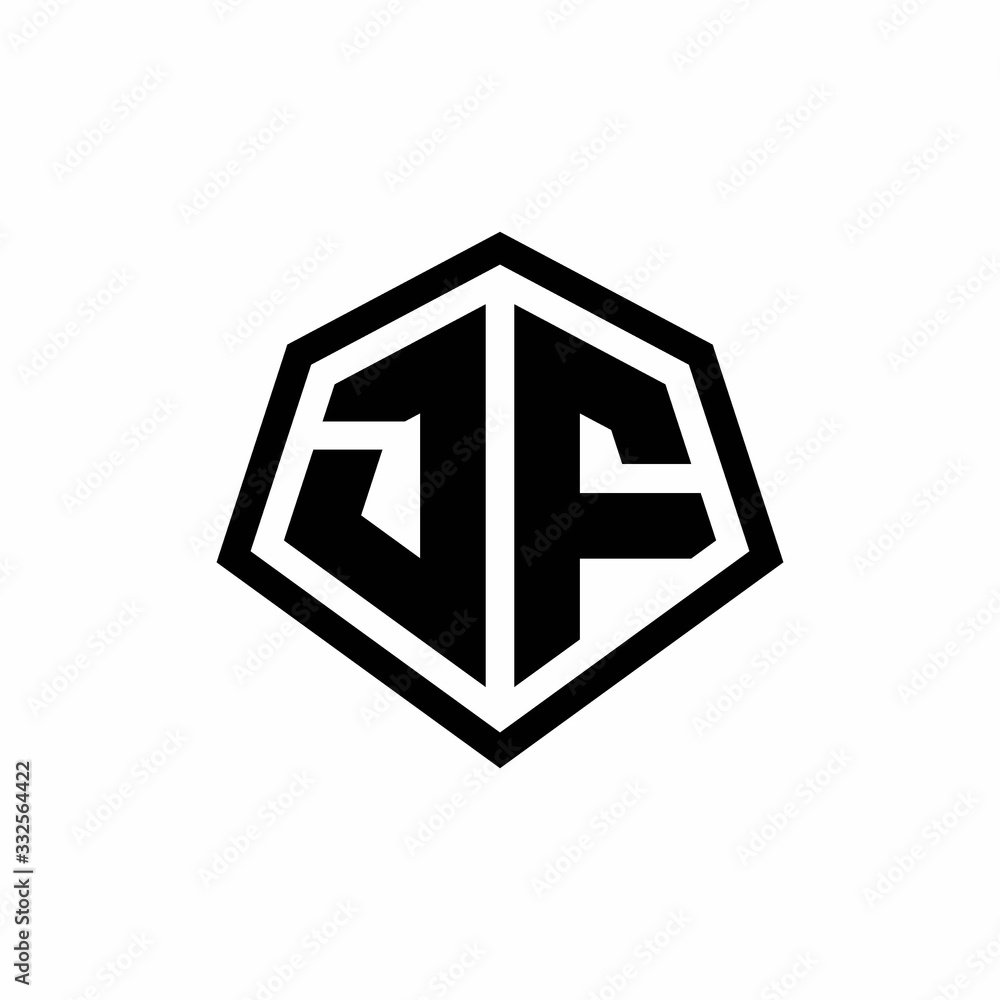 JF monogram logo with hexagon shape and line rounded style design template JF monogram logo with hexagon shape and line rounded style design template