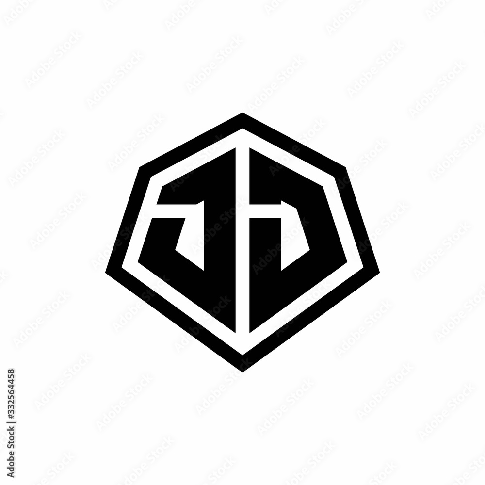 JJ monogram logo with hexagon shape and line rounded style design template JJ monogram logo with hexagon shape and line rounded style design template