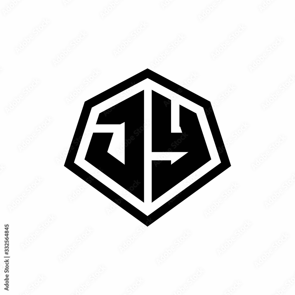JY monogram logo with hexagon shape and line rounded style design template JY monogram logo with hexagon shape and line rounded style design template