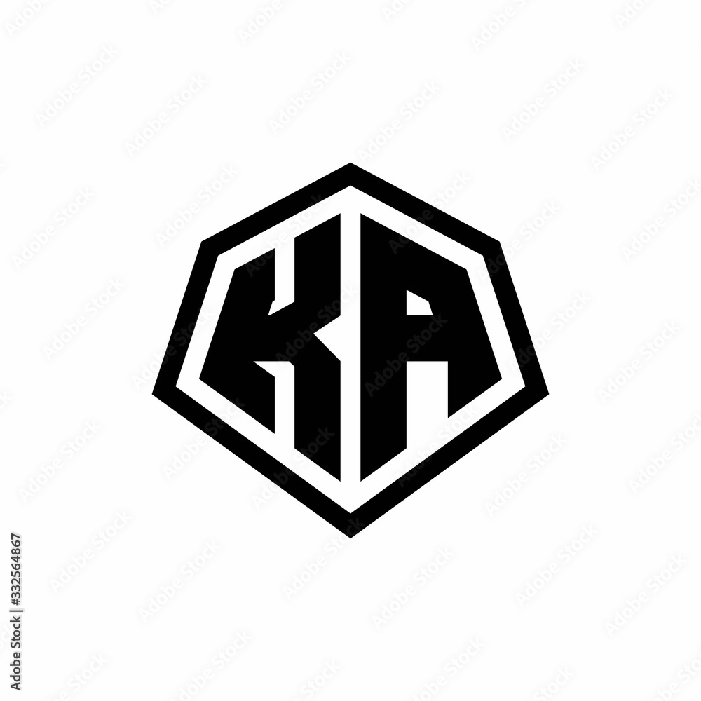 KA monogram logo with hexagon shape and line rounded style design template KA monogram logo with hexagon shape and line rounded style design template