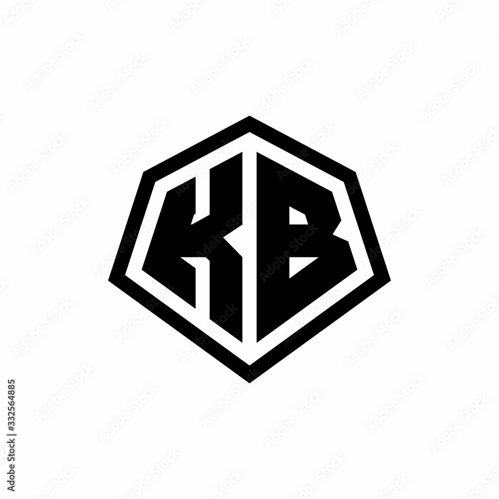 KB monogram logo with hexagon shape and line rounded style design template KB monogram logo with hexagon shape and line rounded style design template