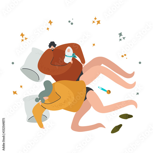 Cute vector illustration with young parents