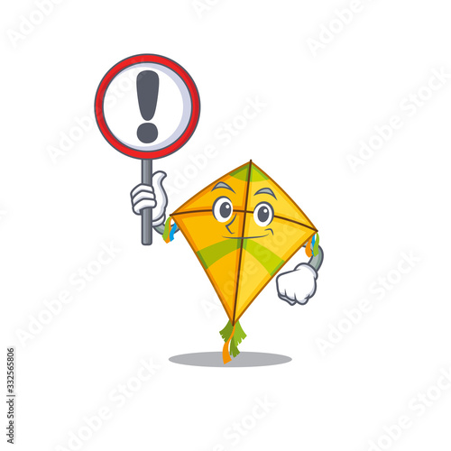 Cheerful cartoon style of kite holding a sign photo