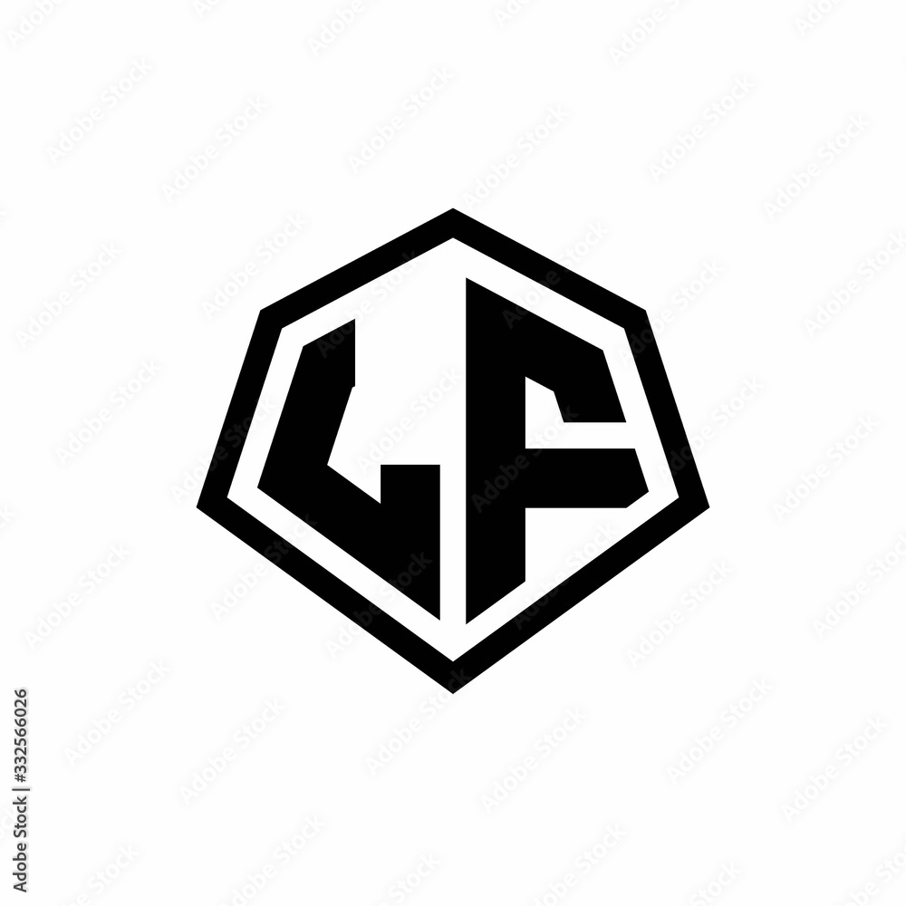 LF monogram logo with hexagon shape and line rounded style design template LF monogram logo with hexagon shape and line rounded style design template