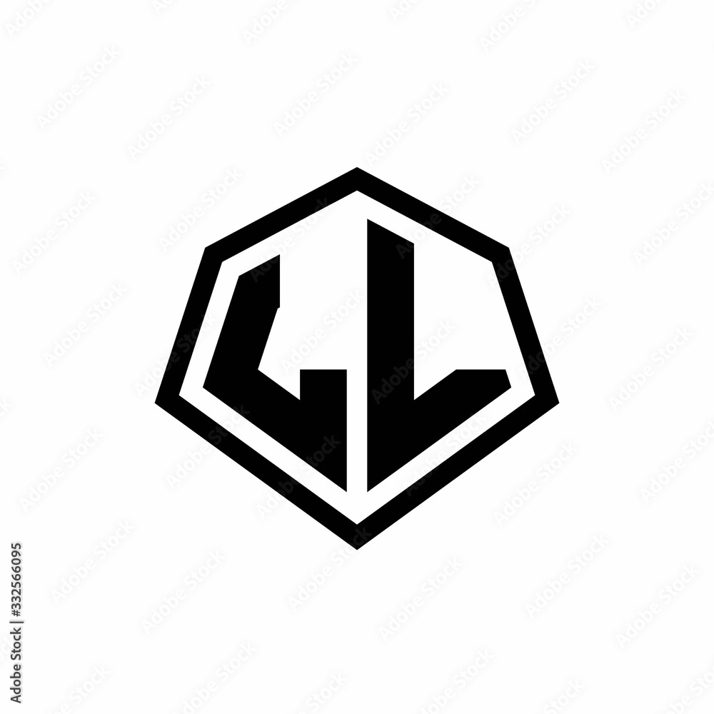 LL monogram logo with hexagon shape and line rounded style design template LL monogram logo with hexagon shape and line rounded style design template