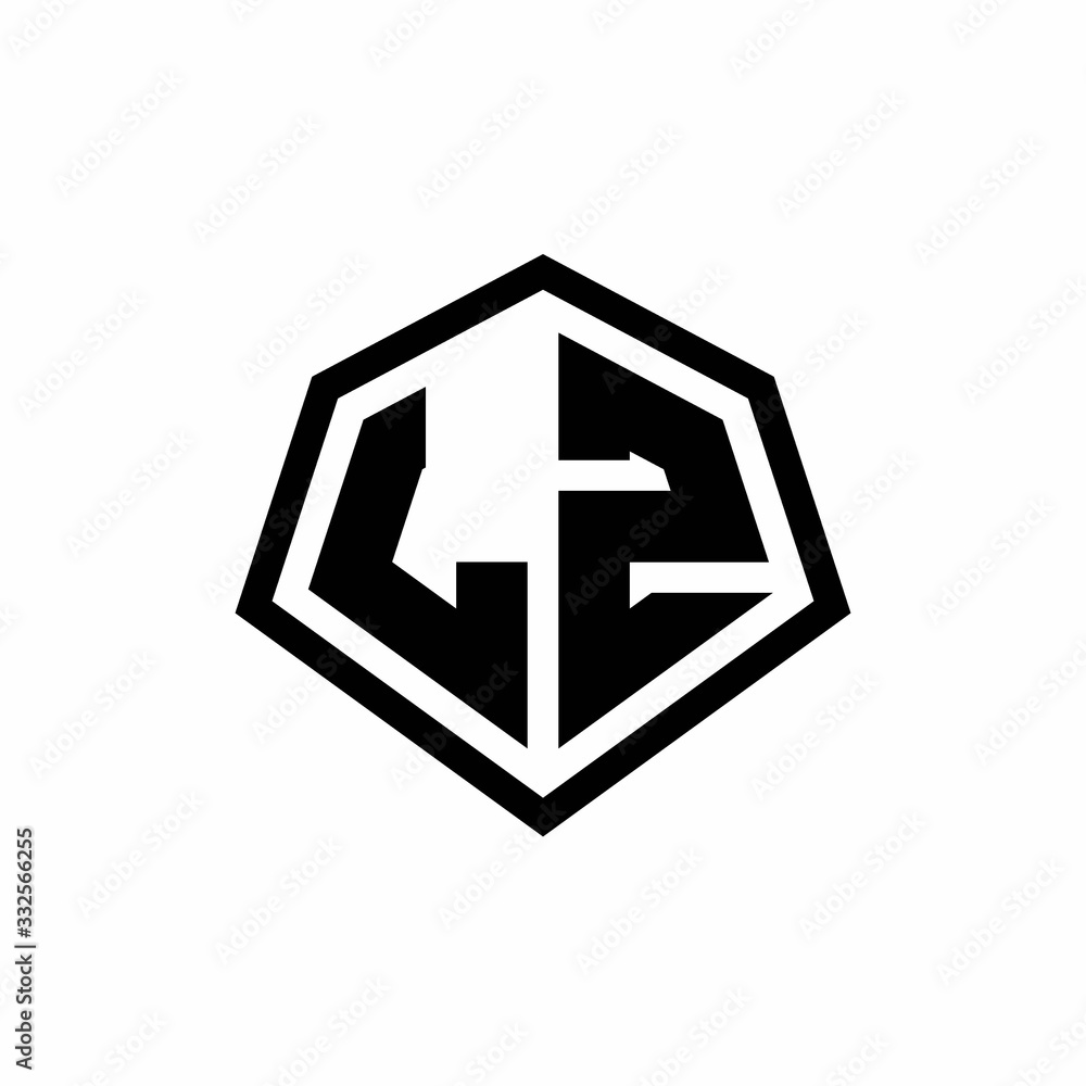 LZ monogram logo with hexagon shape and line rounded style design template LZ monogram logo with hexagon shape and line rounded style design template